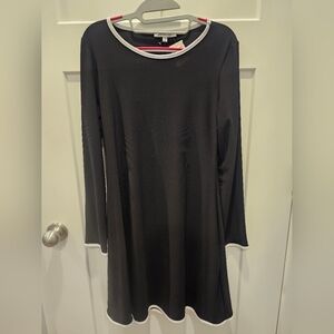 NWT Annalee + Hope Black White Trim Long Sleeve Shift Dress Size Small S